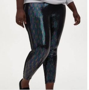 2x [Torrid] Black Sequin Leggings. Black In Back B1